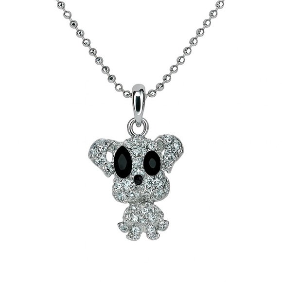 Anthropologie Jewelry - Silver and Black Puppy Necklace